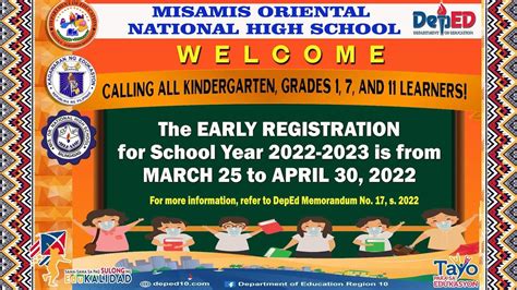 Misamis Oriental National High School Early Registration