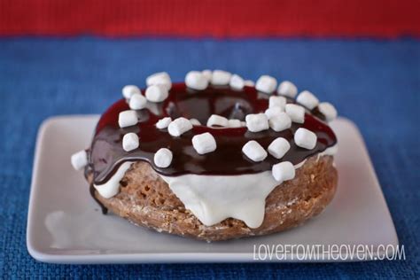 Hot Chocolate Donuts With Marshmallow Frosting And Chocolate Glaze • Love From The Oven