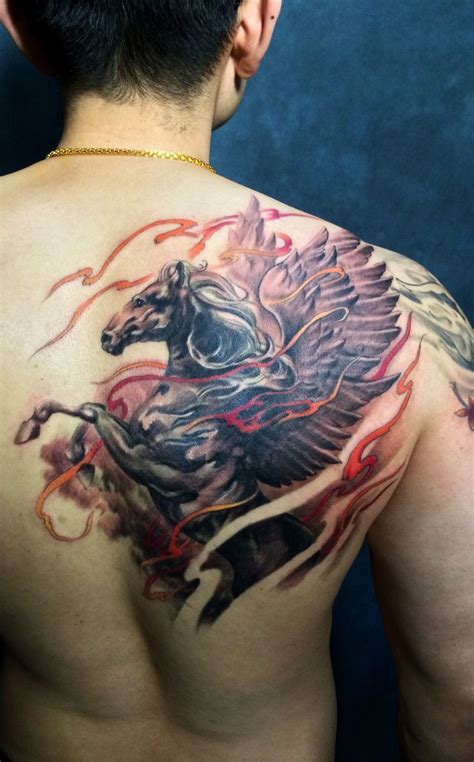 Grey ink lowerback pegasus tattoo. 9 best Pegasus images on Pinterest | Horses, Pegasus and Pegasus tattoo