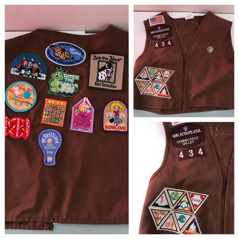 Girl Scouts Brownie Brown Vest Large 01463 Made In Usa Awesome Pin 24