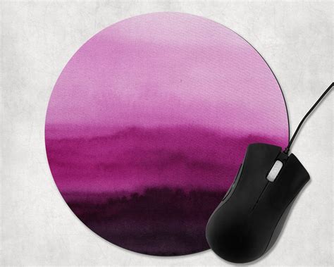 Mouse Pad Ombre Watercolor Purple Computer Mouse Pad Round Or Etsy