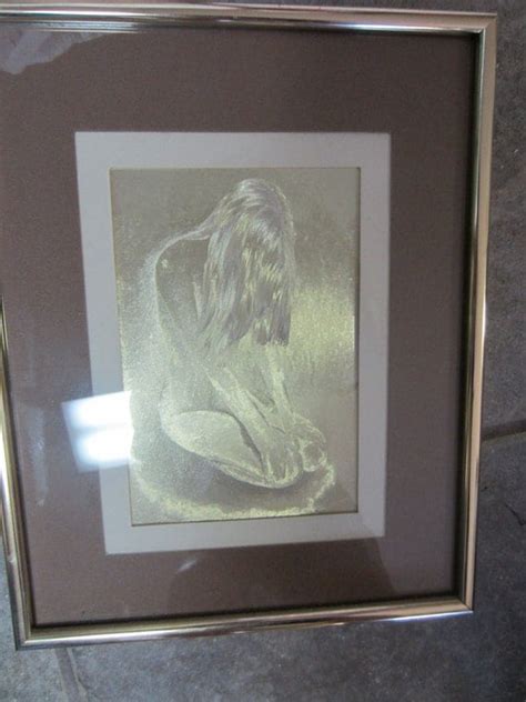 Gold Metallic Nude Woman Optical Illusion Framed Art By