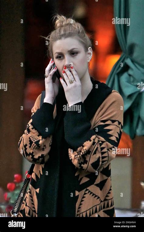 Whitney Port Looks Serious As She Has A Conversation On Her Phone Outside La Scala Restaurant