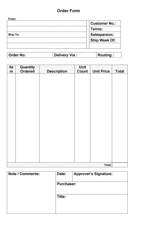 Pre Order Form Template Word