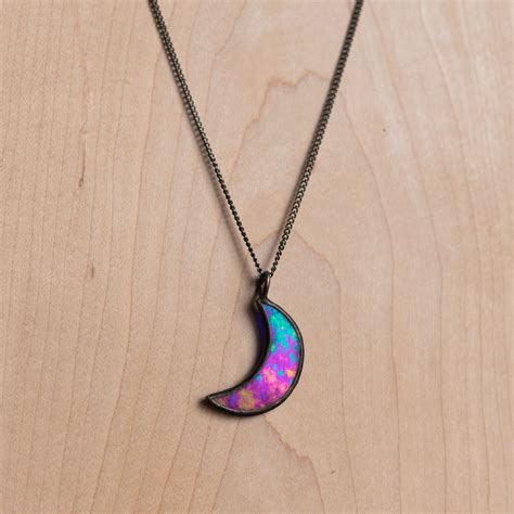 Crescent Moon Necklace Moon Jewelry Crescent Etsy Moon