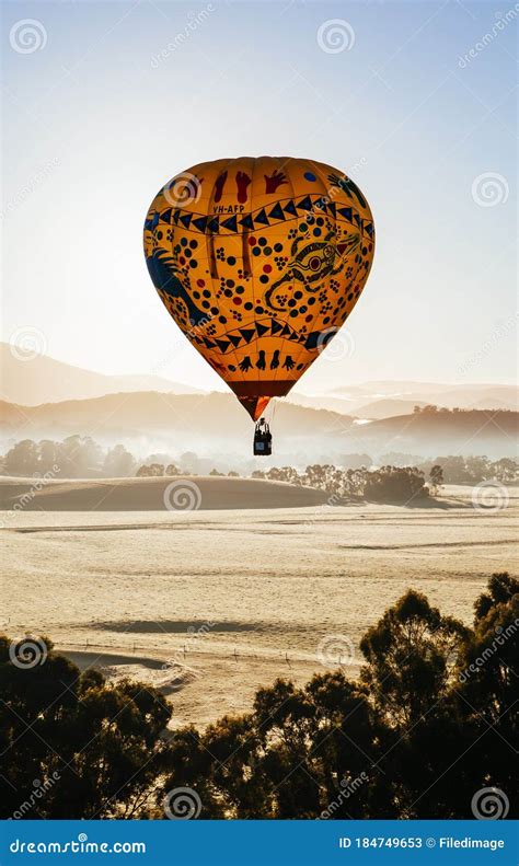 Hot Air Balloon At Sunrise In Australia Editorial Stock Photo Image