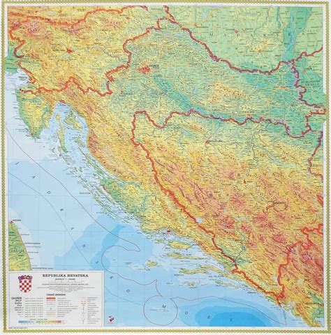 Geografska Karta Republika Hrvatska 107×110 Cm Fizička Gd Dizajn