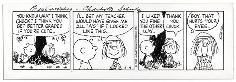 Lot Detail Peanuts Panel Comic Strip Featuring Charlie Brown Peppermint Patty From
