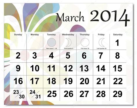 March 2014 Calendar — Stock Vector © Lutya 30026587
