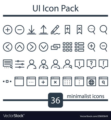 Minimalist Set Ui Icons Royalty Free Vector Image