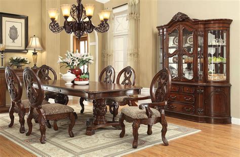 Table features a double pedestal base. Rovledo Double Pedestal Dining Room Set by Acme Furniture ...