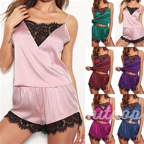 Y＆l Womens Pyjamas Set Nightwear Lingerir Pjs Satin Silk Shopee