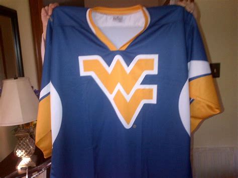 WVU ice hockey jersey (road) | Ice hockey jersey, Hockey jersey, Jersey