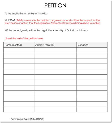Free Template For Petition Signatures Printable Templates