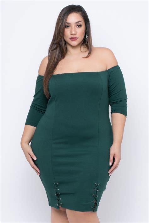 Plus Size Malory Lace Up Dress Green Black Women Fashion Curvy Girl