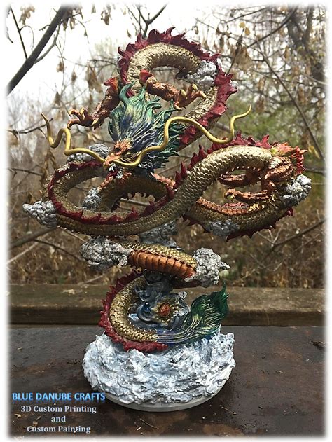 Artstation Chinese Dragon 3d Printed Resin Hand Painted
