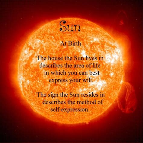 Sun At Birth The House The Sun Lives In Describes The Area Of Life In