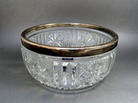 Vintage Raimond Crystal Bowl With Silver Rim Starburst Panels Etsy