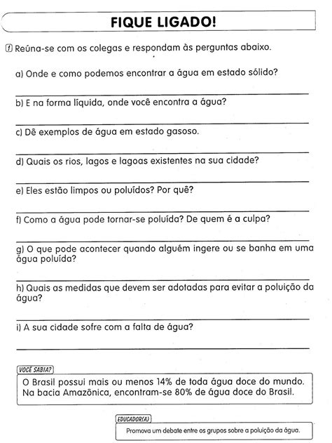 Atividades Sobre Tratamento Da Agua 5 Ano