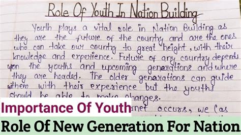 Role Of Youth In Nation Building Essay Importance Of New Generation Paragraph Nation Duty Of