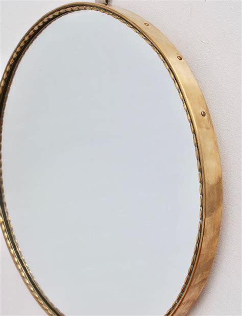 Mid Century Italian Round Wall Mirror With Brass Frame Circa 1950s Small At 1stdibs