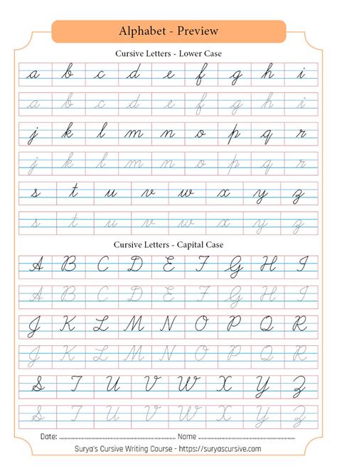 Free printable handwriting worksheets pdf. Indian Cursive Letters | SuryasCursive.com