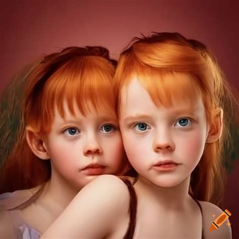 Portrait Of 8 Year Old Redhead Twins