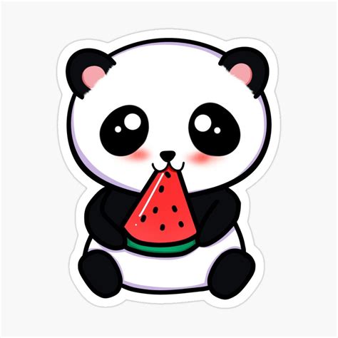 Panda Eating Watermelon Sticker By Butterflyx Cute Panda Drawing