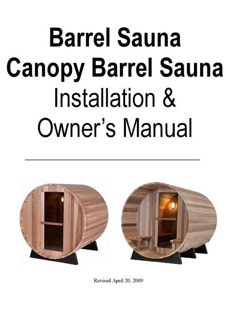 Almost Heaven Saunas Barrel Sauna Installation And Owners Manual Pdf