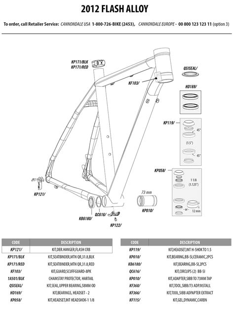 Cannondale Flash Alloy Parts List And Exploded Diagram