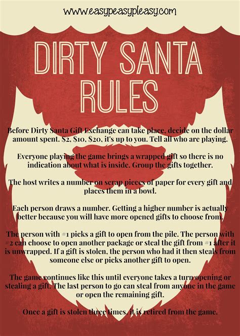 Free Printable Dirty Santa Rules High Resolution Printable