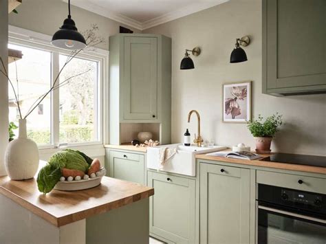 Sage Green Kitchen Cabinets In A Green Color Palette Apartment Coco