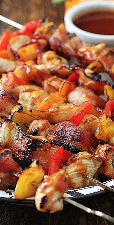 grilled honey bbq bacon chicken kabobs | Bacon recipes ...
