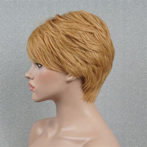 Pixie Cut Human Hair Wigs For White Women Golden Blonde Etsy