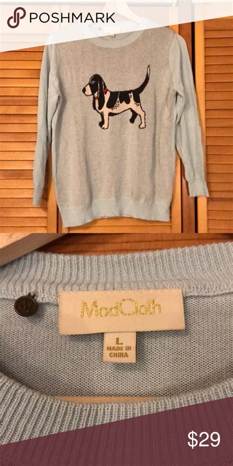 Adorable Modcloth Basset Hound Sweater Sz Large Sweaters Cute
