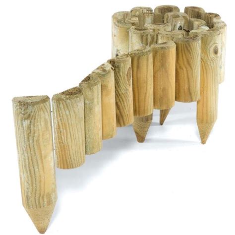 Rowlinson Wooden Spiked Border Log Roll Pack Of 4 Wood Arbor