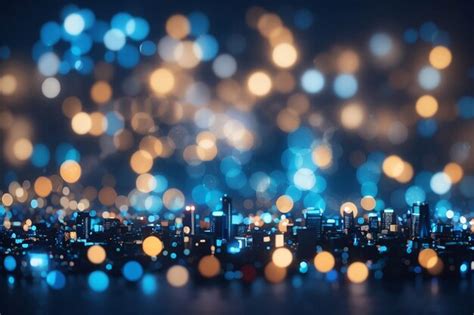 Premium Ai Image City Blurring Lights Abstract Circular Bokeh On Blue