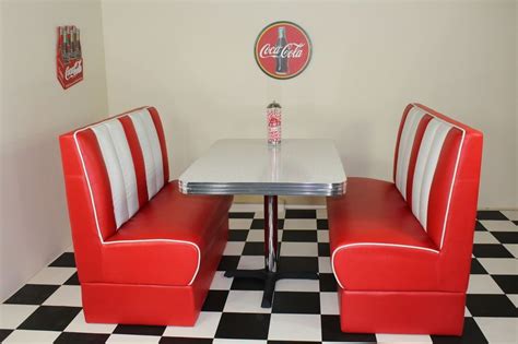 American Diner Furniture 50s Style Retro Table And Red Booths Set