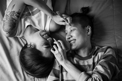 Lesbian Couple Sleeping Together High Quality People Images ~ Creative Market