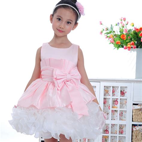 Elegant Pink Sleeveless Kids Clothes Formal Baby Girls Dress Puffy Ball