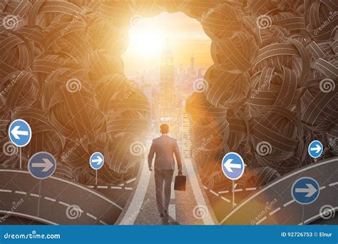 The Businessman Walking Towards His Ambition Goal Concept Stock Image