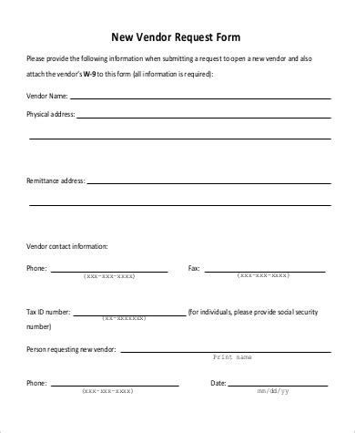 This form is easily customizable. FREE 9+ Sample Vendor Request Forms in MS Word | PDF
