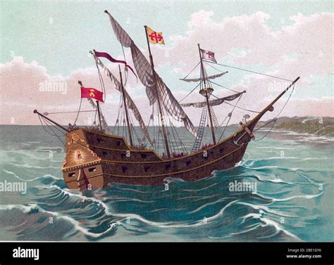 Santa Maria Speculative Painting Of Columbuss Flag Ship Based On