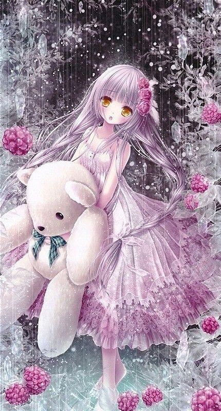 Kawaii Anime Girl With Teddy Bear