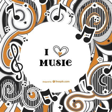 I Love Music Background Vector Vector Free Download