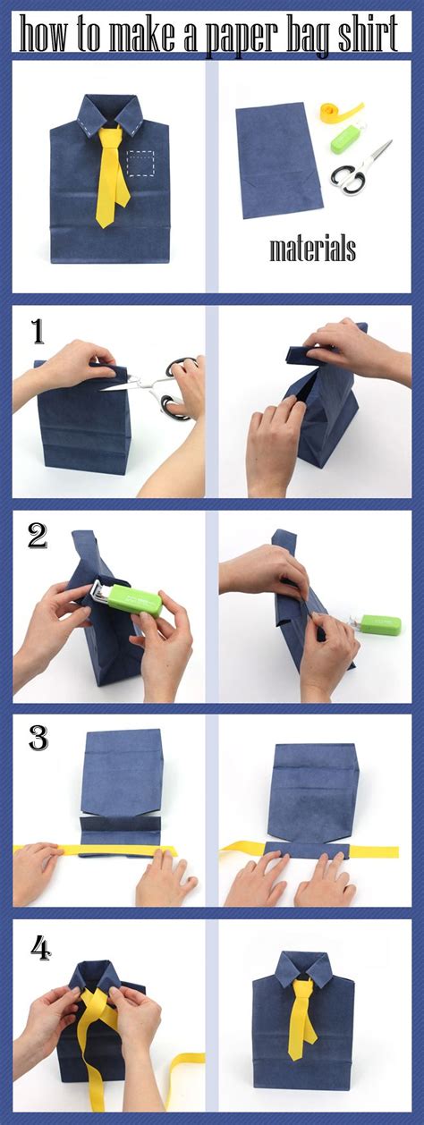 Take the tie pattern and add your thin cut out stripes. Make a shirt and tie with a paper bag! For detailed ...