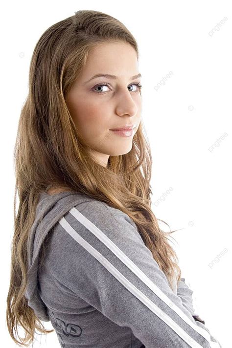 Side Pose Of Female Looking At Camera Posing Attractive Teenager Photo