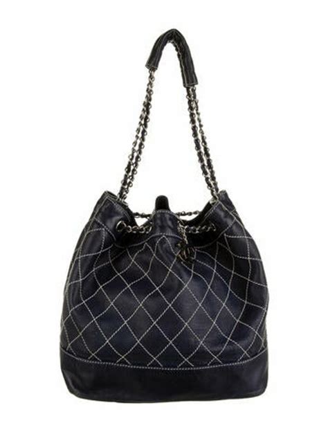 Chanel Surpique Bucket Bag Silver Shopstyle
