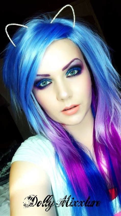 Blue Pink And Purple Hair And Makeup Love It Scene