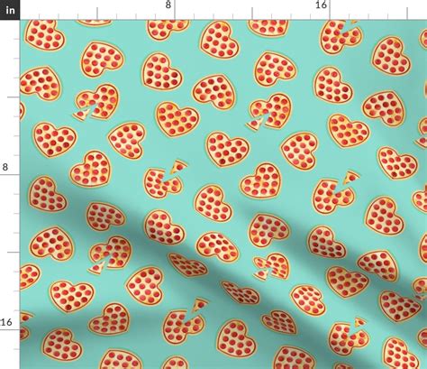 Heart Shaped Pizza Valentines Day Fabric Spoonflower